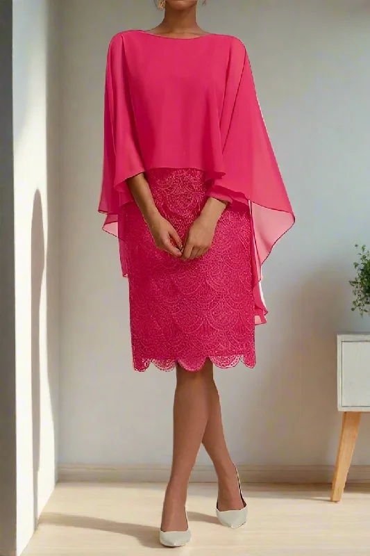 Bridesmaid dresses for womenSheath Knee Length Chiffon 3/4 Sleeve Mother of the Bride Dress
