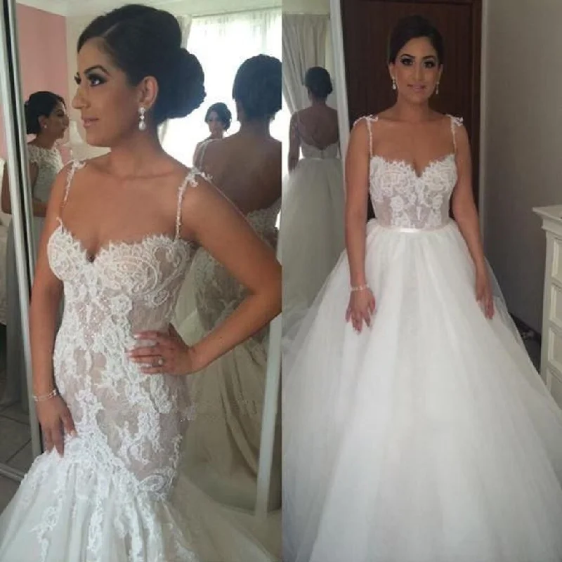Bodycon dresses for womenDetachable Lace Charming Bridal Dress, Backless Tulle Sweet Heart Sexy Wedding Dress, KX183