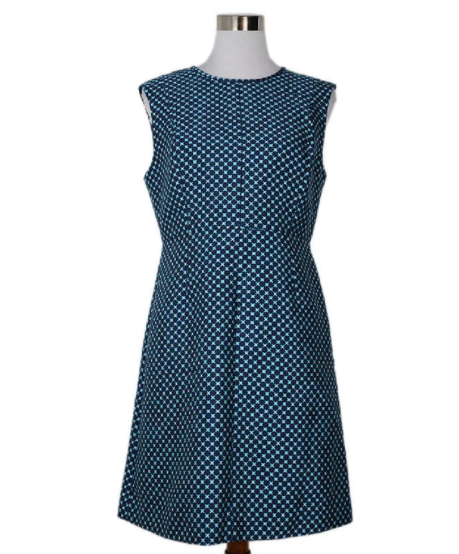 Bohemian women's dressesDVF Blue Turquoise Print Cotton Dress sz 10