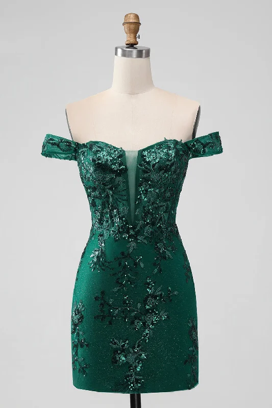 Winter dresses for cold weatherSparkly Dark Green Bodycon Off The Shoulder Sequin Homecoming Dress with Appliques Winter dresses for cold weatherSparkly Dark Green Bodycon Off The Shoulder Sequin Homecoming Dress with Appliques