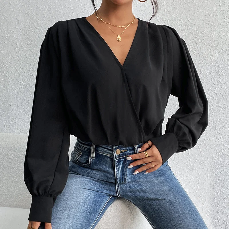 Party women's mini-skirtsIKEARLAX 2025 2025 trade women's clothing temperament commuter jumpsuit autumn simple long-sleeved V-neck women's onesie