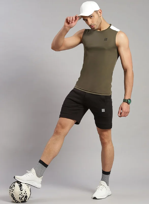 short-sleeved shirts for men that are perfect for travelMen Olive Sleeveless T-Shirt