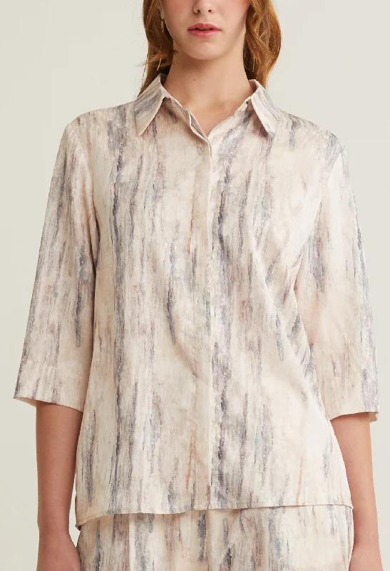 Teal women's topsnichii X NURITA HARITH Silk Patterned Collared  Top