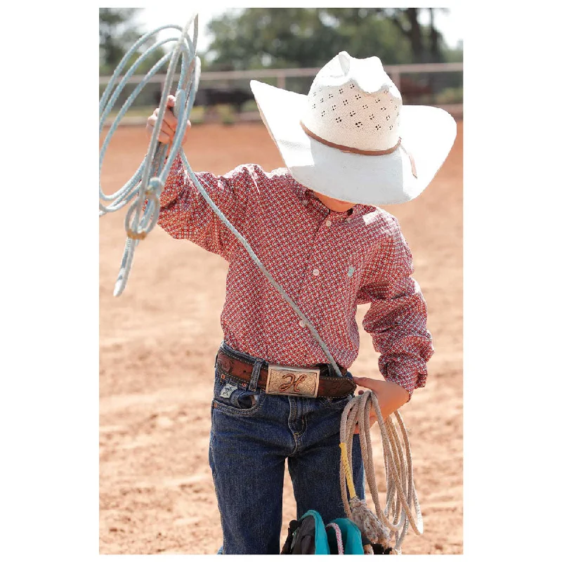 Button-down women's topsMTW7060344 Cinch Boys Long Sleeve Western Buttondown Shirt - Red Print