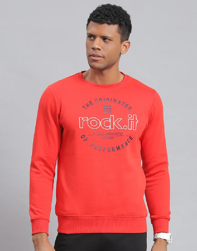 men's sleeveless sports shirtsMen Red Solid Round Neck Full Sleeve Sweatshirt