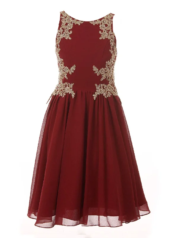 Evening gowns for formal eventsGirls Burgundy Chiffon Lace Junior Bridesmaid Dress 4-10