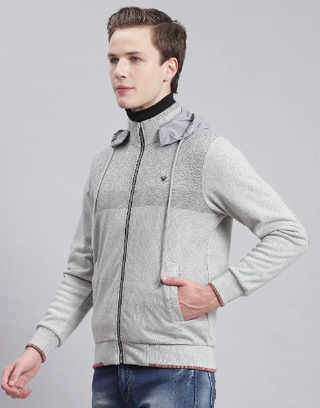 men's sports shirts for weightliftingMen Grey Solid Hooded Full Sleeve Sweatshirt