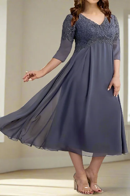 Leather dresses for womenStormy A-Line V Neck Chiffon Mother of the Bride Dresses with Lace Appliques