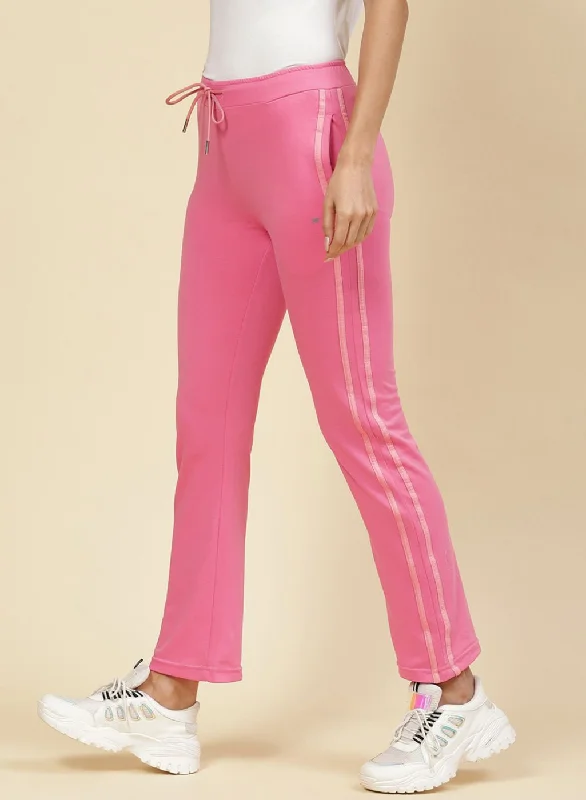 Geometric print women's pantsWomen Pink Regular Fit Lower