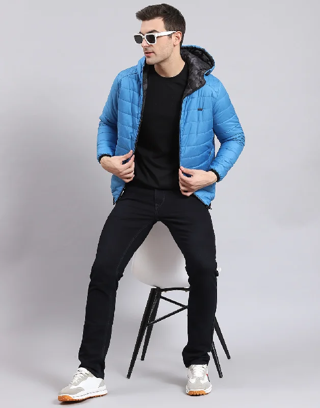 men's bomber jackets for layeringMen Blue Printed Stand Collar Full Sleeve Jacket