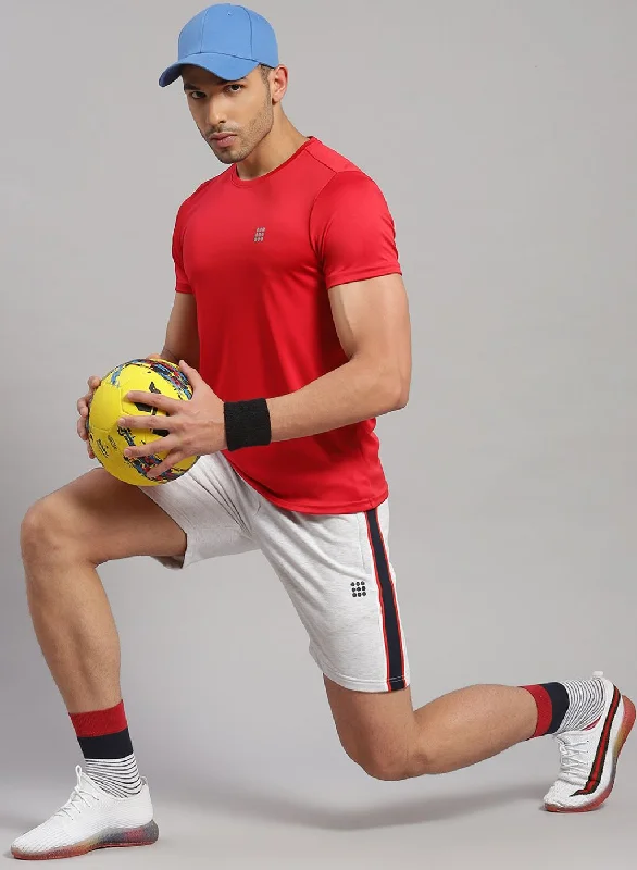 luxury short-sleeved men's clothingMen Red Solid T-Shirt
