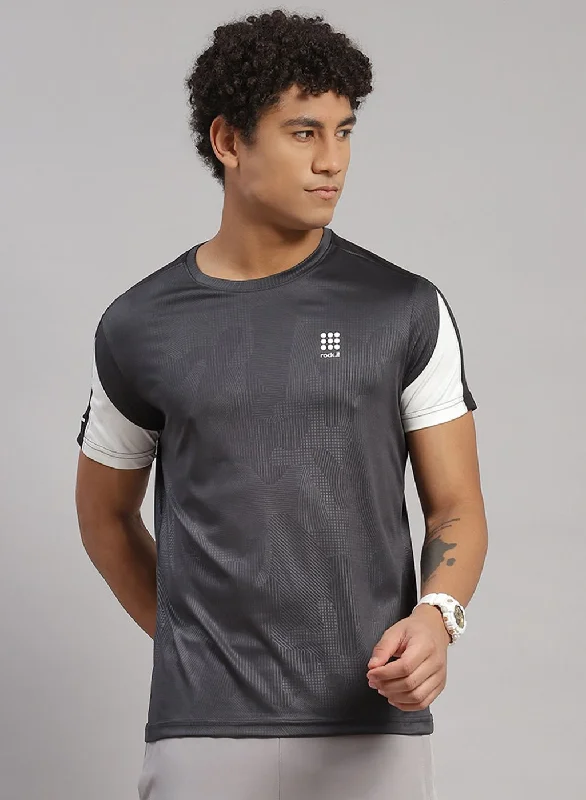 short-sleeved shirts for men with UV protectionMen Grey Solid T-Shirt