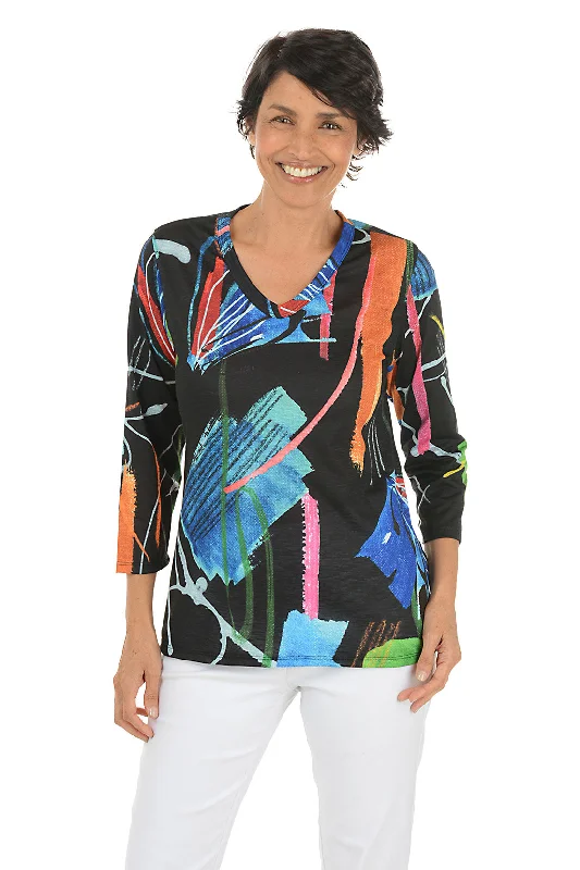 Stretchy women's topsRosalie V-Neck Slub Knit Top