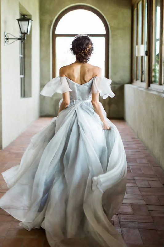 High-neck dresses for womenRoycebridal Off the Shoulder Ombre Beach Wedding Dresses, MW284