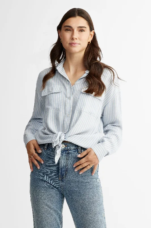 Zip-up women's topsChemise en twill rayé - Femme