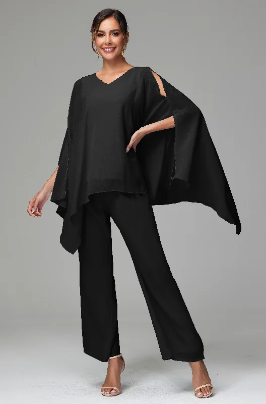Gym wear women's leggings2 Pieces Flowy Split Sleeves Chiffon Mother Of The Bride Dress Pants Suits