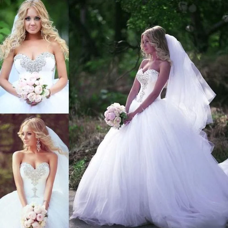 Plunging neckline dresses for women2025 Ball Gown Crystal Corset Wedding Dresses Princess Bridal Gown WD5569
