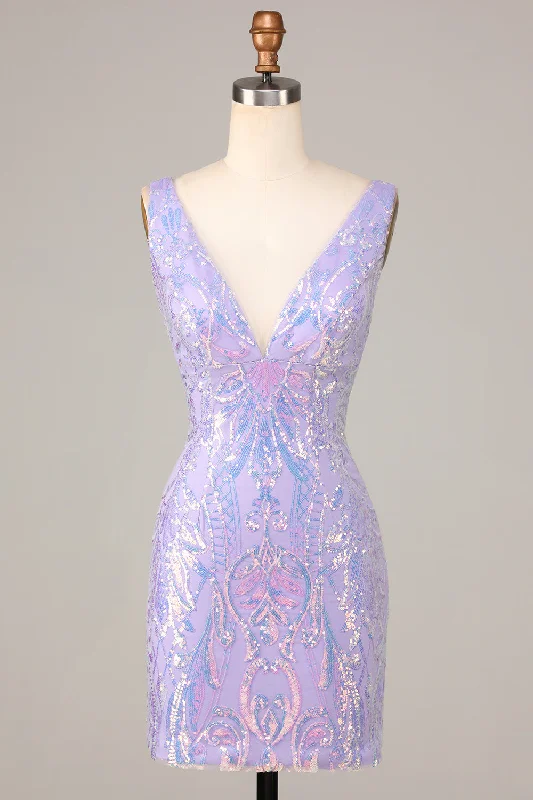Shift dresses for womenChic Lilac Bodycon V Neck Sparkly Sequins Short Homecoming Dress Shift dresses for womenChic Lilac Bodycon V Neck Sparkly Sequins Short Homecoming Dress