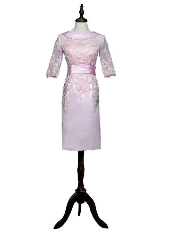 Ruched dresses for womenPink Sheath Half Sleeves Appliques Mother Of The Bride Dresses