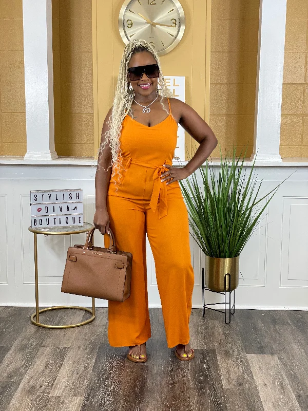 Evening women's maxi skirtsSummer Days Linen Jumpsuit (Orange)