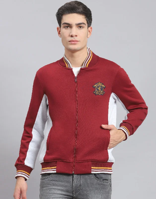 men's sports shirts with team logosMen Maroon Solid Mandarin Collar Full Sleeve Sweatshirt