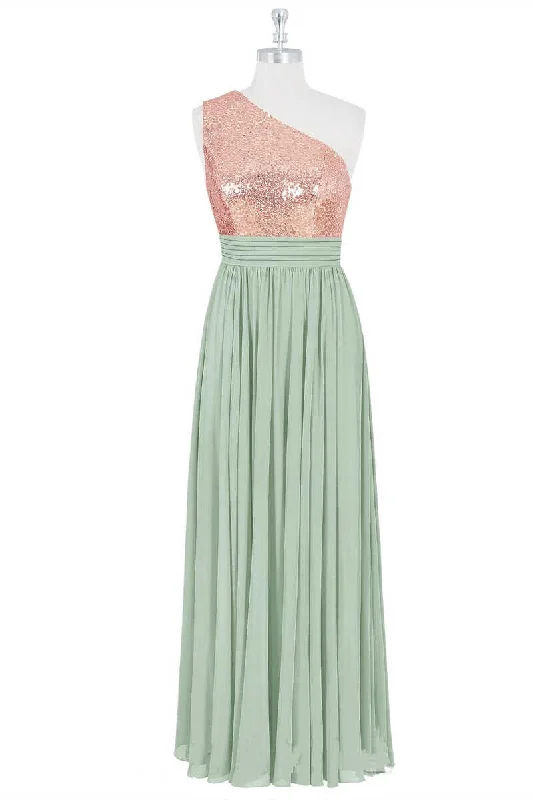 One-shoulder dresses for womenRose Gold Sequins One-Shoulder Long Bridesmaid Dress
