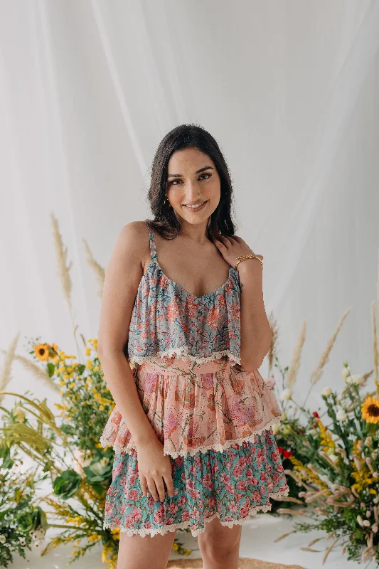 Bridesmaid dresses for womenCharlotte Multicolour Printed Cotton Layered Dress