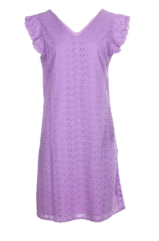 Linen dresses for summer100% Cotton Broderie Anglaise Dress | LILAC | 8594A1