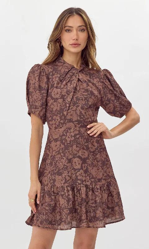 Backless dresses for womenMira Twist Neck Printed Mini Dress