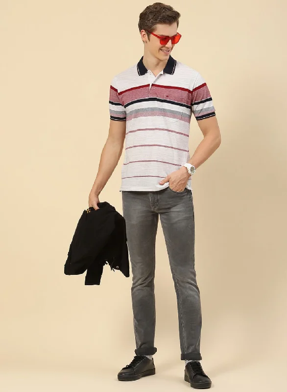 unique short-sleeved tops for men that stand out in a crowdMen Multicolor Stripe T-Shirt