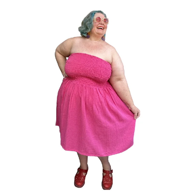 Flowy dresses for womenLolly Pink Strapless Cotton Dress - Made to Order