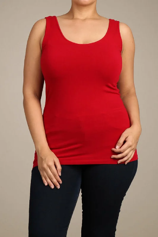 Pullover women's topsRed Plus Short Sleeveless Extender Tank