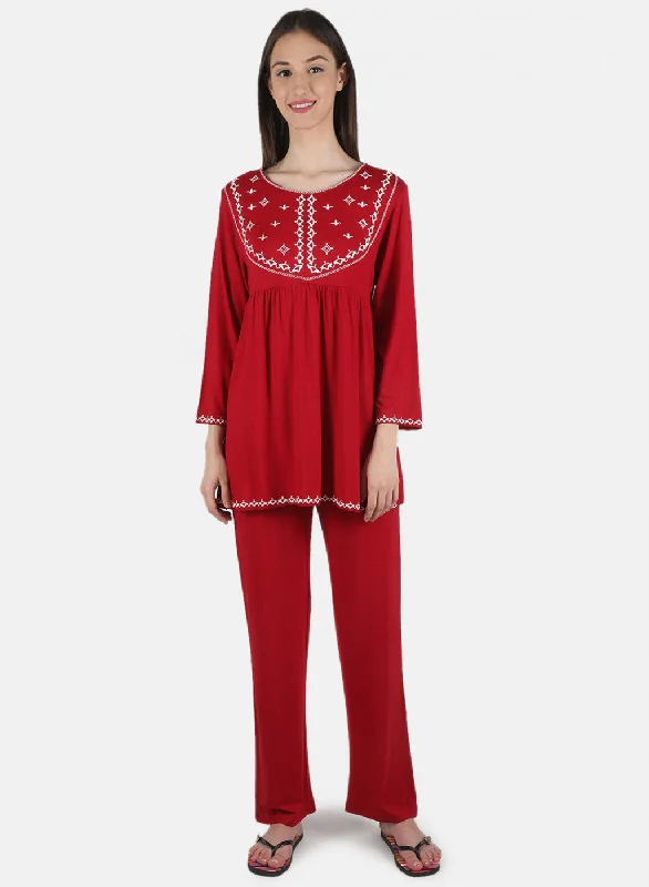 Workwear women's trousersWomen Maroon Printed Lower Set