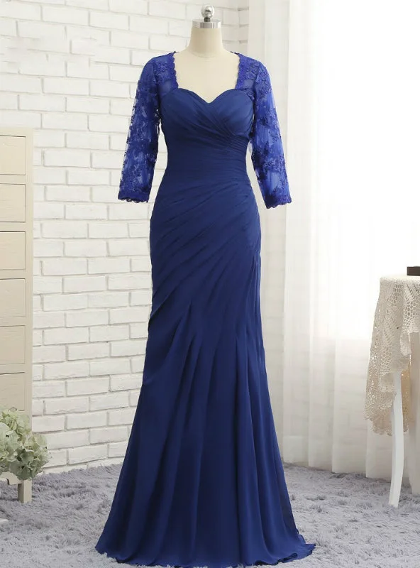 Wrap dresses for womenMermaid 3/4 Sleeves Lace Long Chiffon Mother Of The Bride Dresses