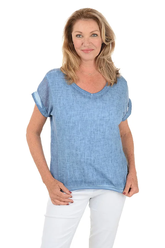 Sustainable women's topsV-Neck Linen Tee