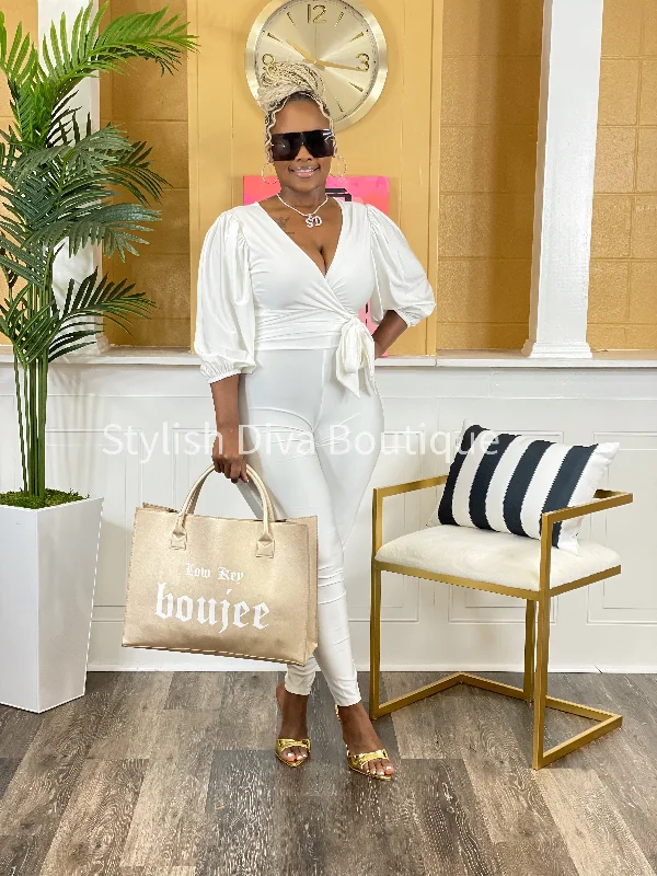 Bohemian women's shortsChampagne Wishes Jumpsuit (Off White)