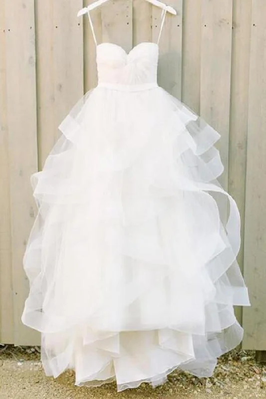 Handmade dresses for unique fashion statementsRoycebridal White Simple Spaghetti Straps Sweetheart Cheap wedding Dresses, MW219