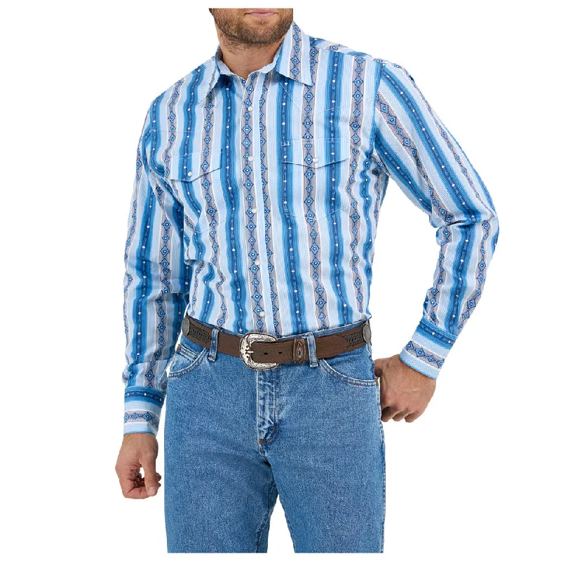 Easy-care women's tops112359439 Wrangler Men's Checotah® Classic Fit Western Long Sleeve Snap Shirt - Blue