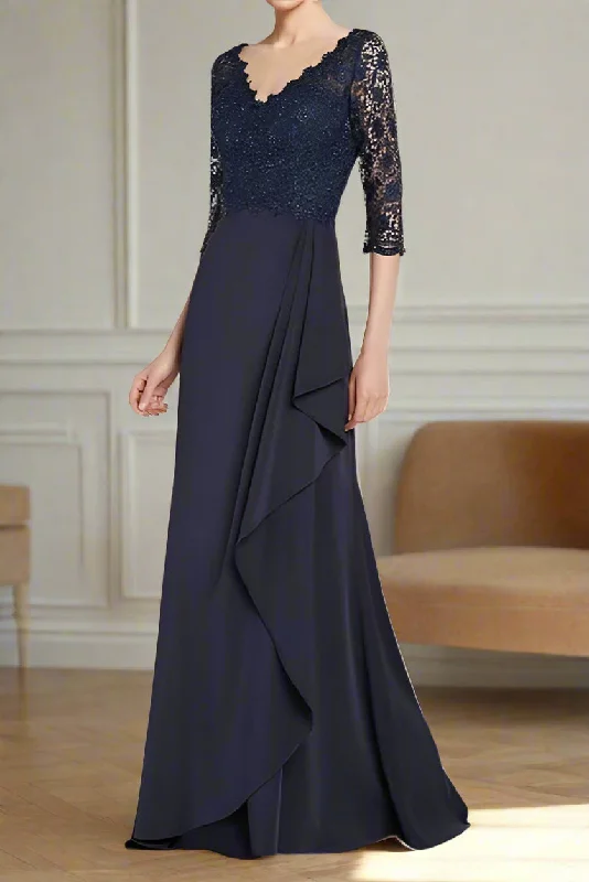 Sweetheart neckline dresses for womenV Neck Pleats Floor Length A-Line Mother of the Bride Dress