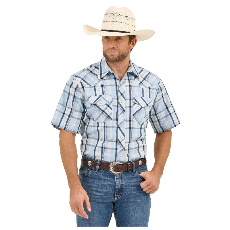 Sustainable women's tops112359572 Wrangler 20X Competition Advanced Comfort Short Sleeve Classic Fit Snap Shirt - Blue/White