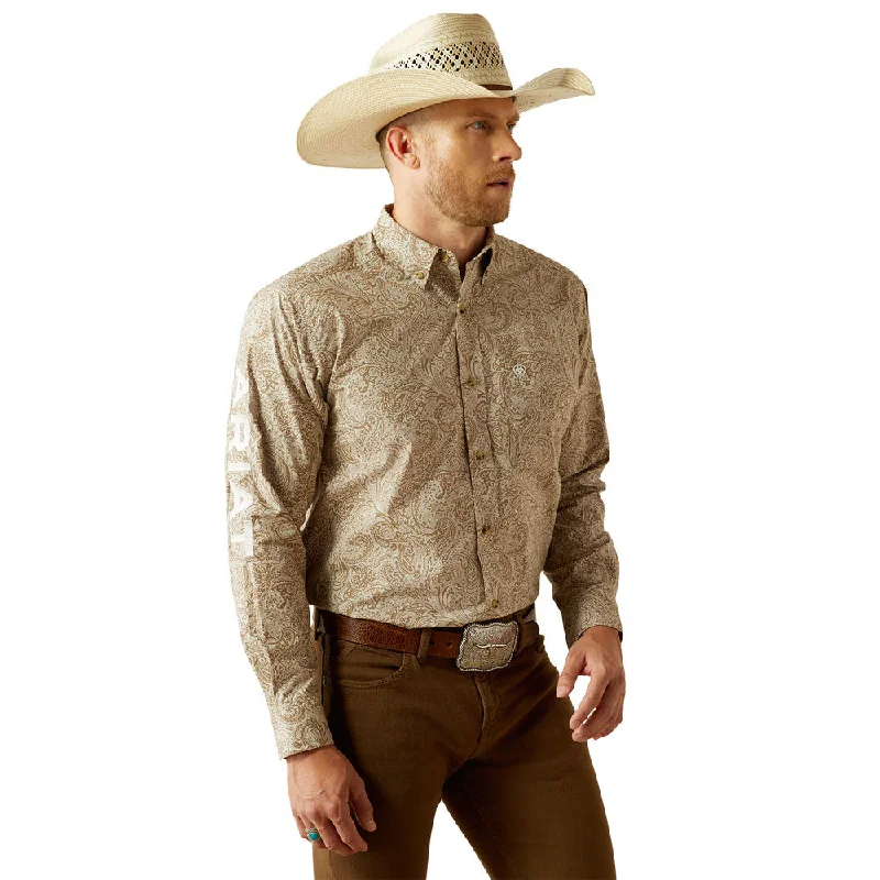Solid color women's tops10054692 Ariat Men's Team Kason Classic Fit Long Sleeve Shirt - Brown/Off White Paisley