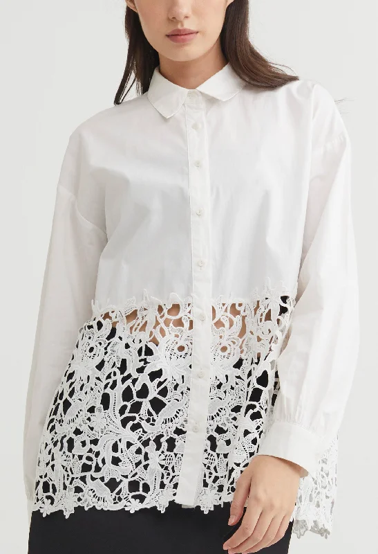 Mustard yellow women's topsOriental Lace Button Down Blouse