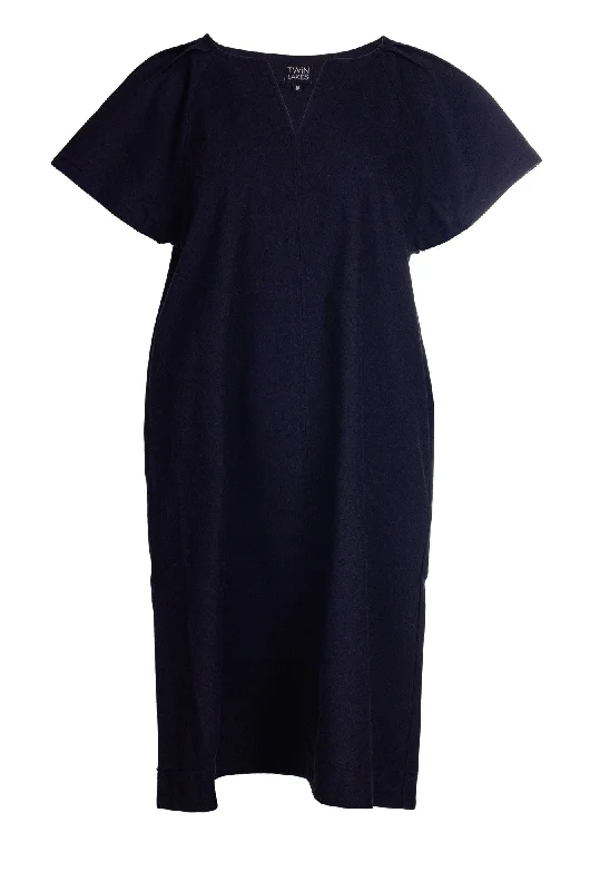 Designer dresses for high-end fashionCotton Linen Blend Dress | NAVY | 6778A1