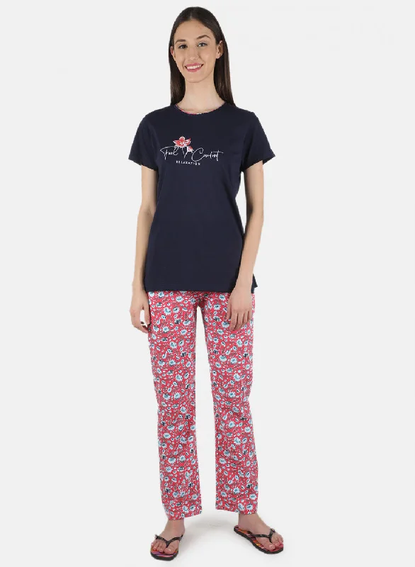 Bohemian women's shortsWomen Navy Blue Printed Lower Set