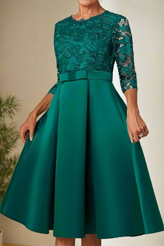 Cocktail dresses for womenElegant Tea Length A-Line Mother of the Bride Dress with Bow