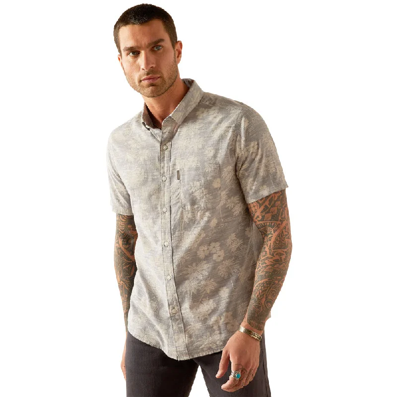 Leather-look women's tops10054851 Ariat Men's Morris Modern Fit Short Sleeve Shirt - Grey Print