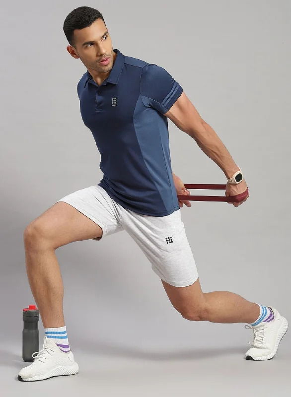 golf short-sleeved shirts for menMen Blue Solid T-Shirt