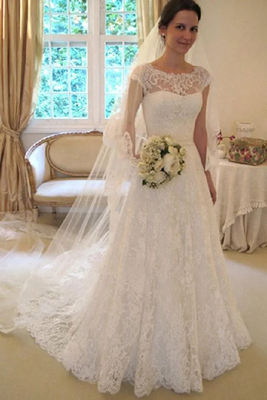 Elegant women's dressesRoycebridal Affordable Cap Sleeve Lace A Line Wedding Dresses, Long Wedding Gowns, Bridal Dress, MW113