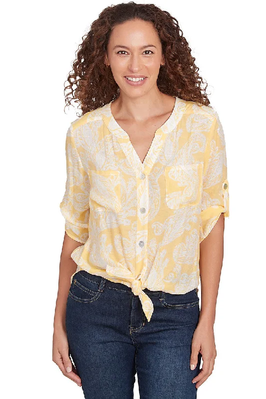 Turtleneck women's topsMonochrome Moment Lemon Paisley Shirt