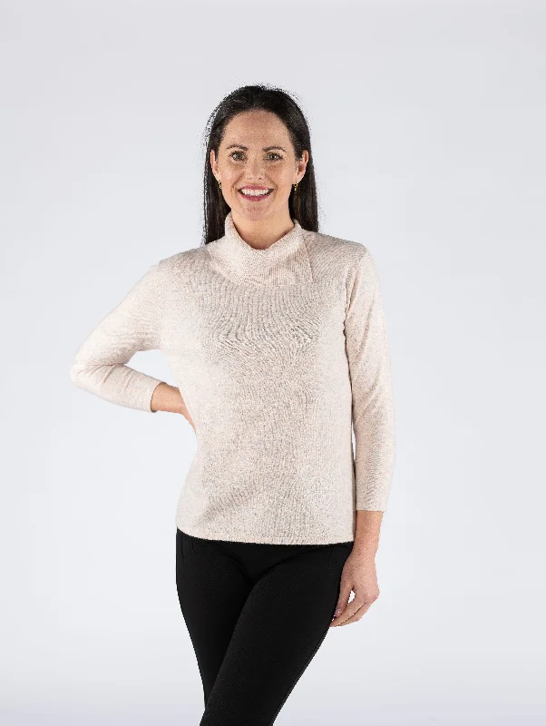 Workwear women's dressesMini Effect Jumper With Scowl 3/4 Sleeve - Multi